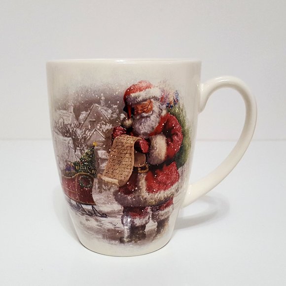 NEW RARE Pottery Set of 4 Pottery Barn Nostalgic Santa Mugs 10.75 OZ Stoneware - Picture 4 of 11